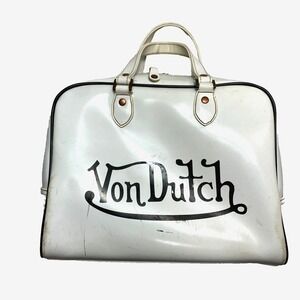 Von Dutch White Satchel with Black Logo